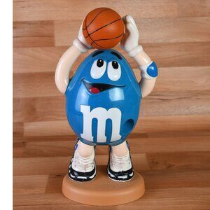 Vintage M&M Candy Dispenser Plastic Figurine Blue M&M Basketball Player 13" Tall